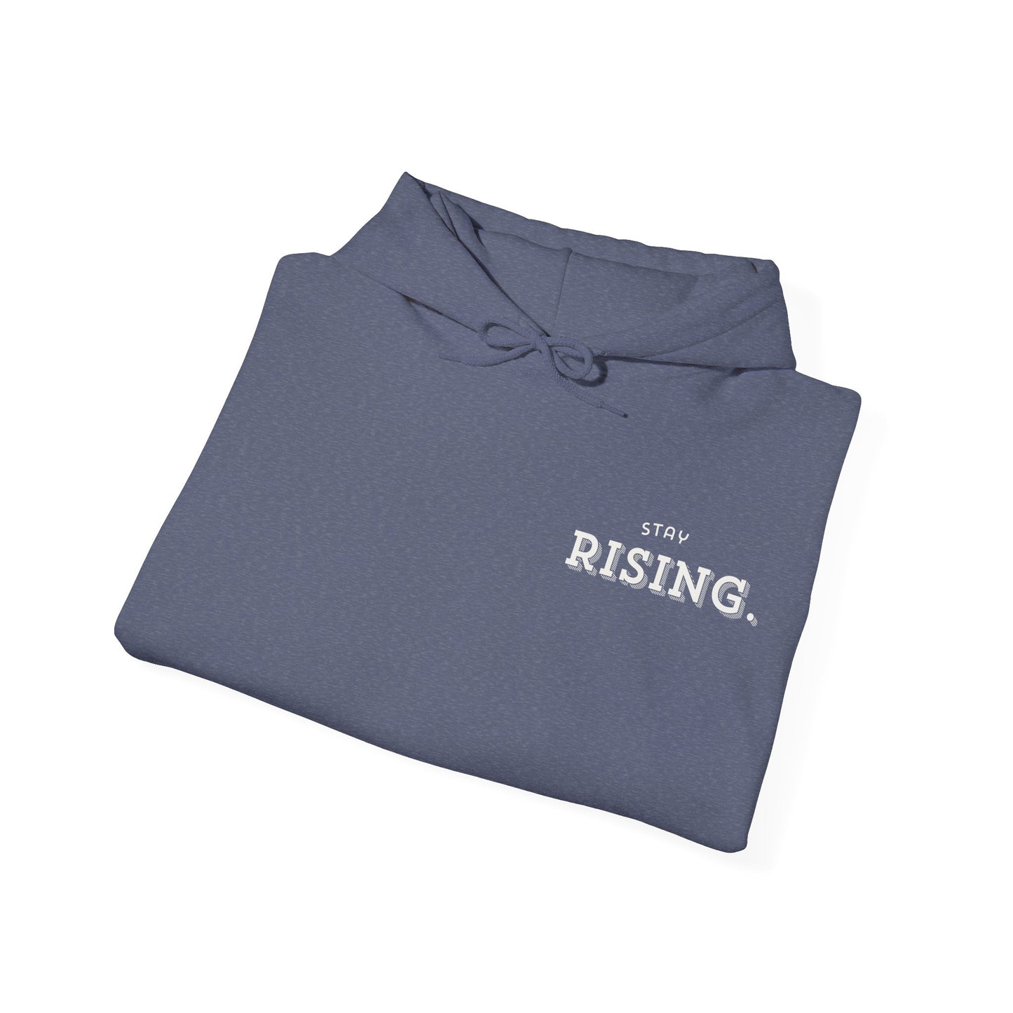 Stay Rising Hoodie — Inspirational Black Pullover with "Stay Rising" Text