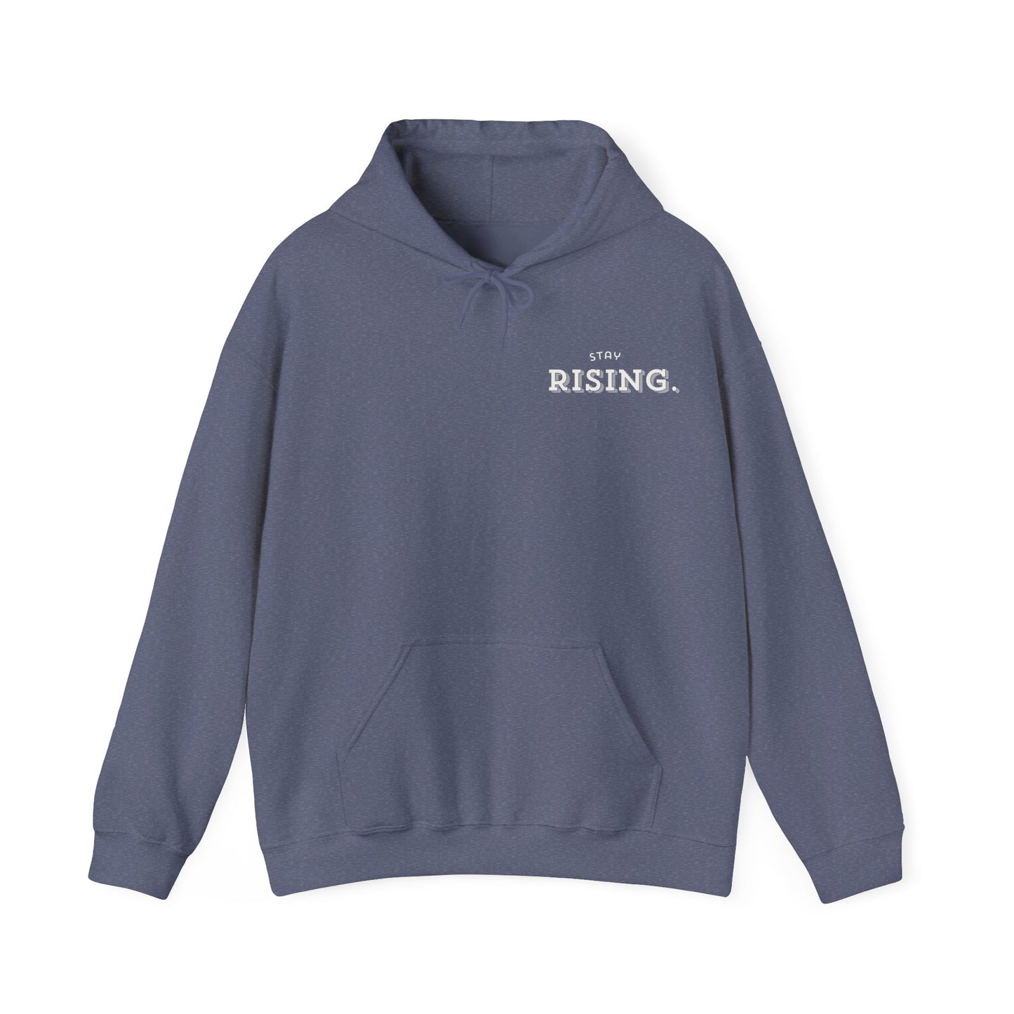 Stay Rising Hoodie — Inspirational Black Pullover with "Stay Rising" Text